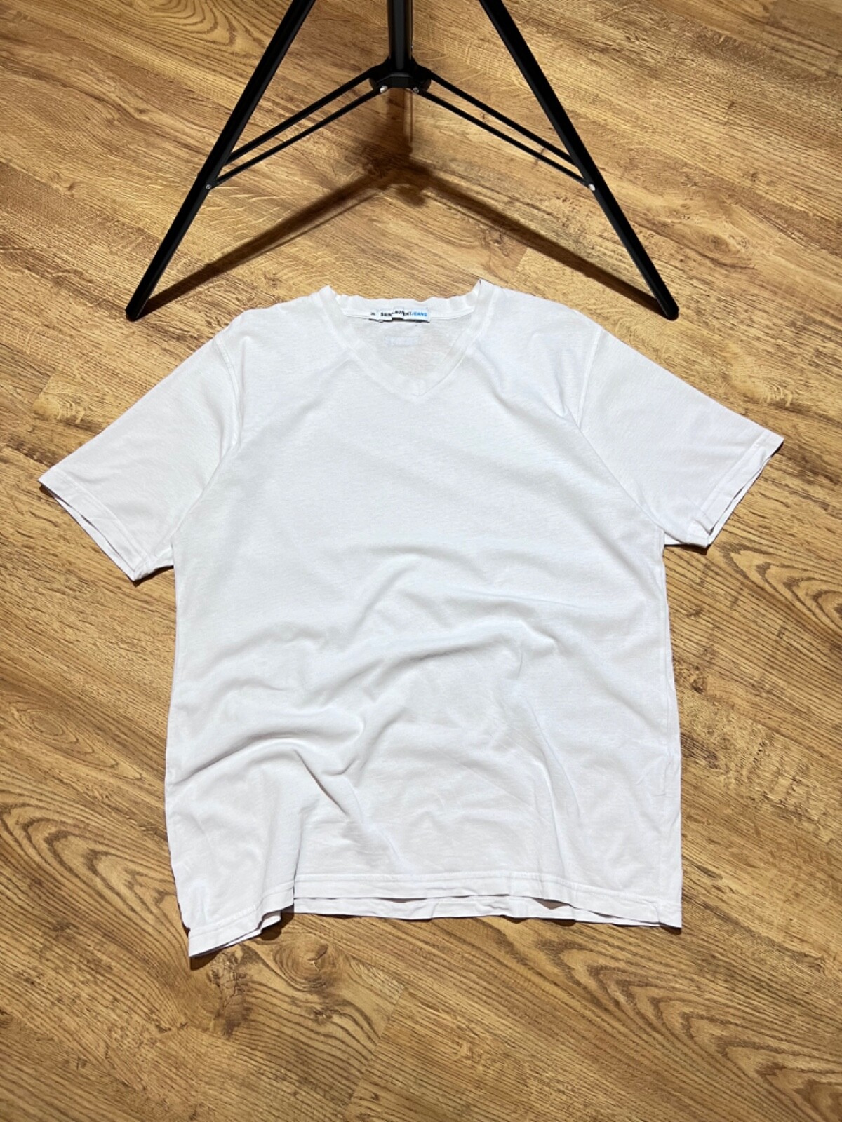 T shirt vintage Saint Laurent Jeans basic scollo a V bianca uomo taglia M oldey