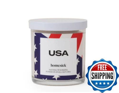 Homesick USA candle 7.5 oz with sweet apple pie with spicy nutmeg and cinnamon