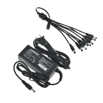 12VDC 5A Power Supply&8 Way Split CCTV Security Camera for Q-See Night Owl Zmodo