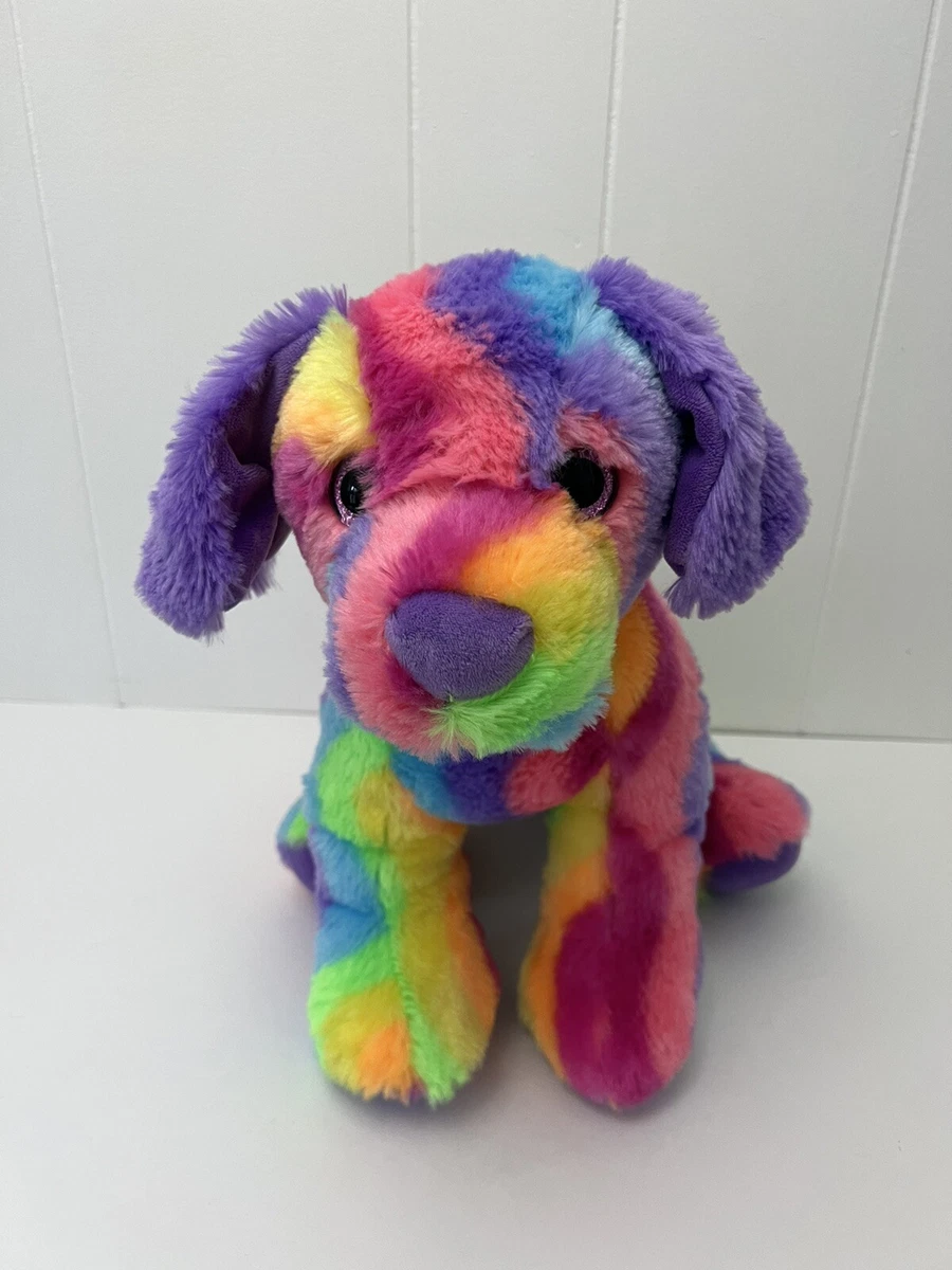 Rainbow dog plush sales
