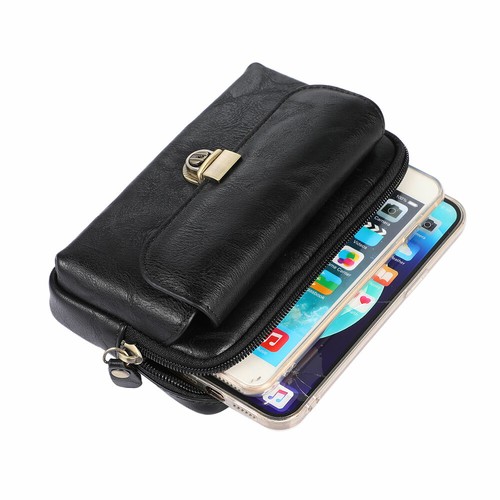 Luxury Leather Belt Packet Holster Zipper Wallet Pouch Buckle Case Waist Pack - Picture 17 of 28