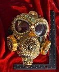  GOLDEN GASMASK COUTOURE handmade rhinestone crystal CHARLES MONIZ mask masque — photo 3