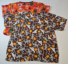 Two Scrub Tops Tafford  Scrub Wear Halloween Witch Skeleton Theme Pre-Owned