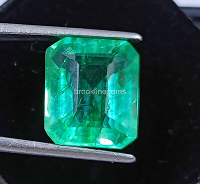 Natural Certified 10 Ct Zambia Green Emerald Emerald Cut Loose Gemstone 4SUQ