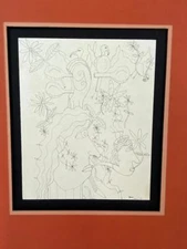 Original Tom Cramer 1977 Pen & Ink Art Drawing ~Spring~ Abstract Cubism Signed