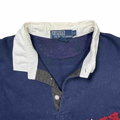 PolobyRalphLauren RugbyShirt 刺繍 90s XXL Vintage 90s Polo Ralph Lauren Rugby Shirt Mens XL Griffon Long