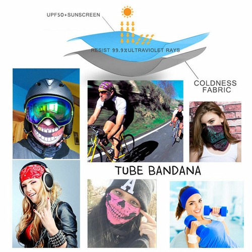 Neck Gaiter Bandana Headwear Face Cover Scarf Motorcycle Headband for Men Women - Picture 12 of 16