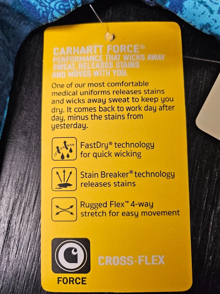 Carhartt  Cross Flex Blue Butterfly Two Pocket V Neck Scrub Top Womens Large - Image 4 of 4