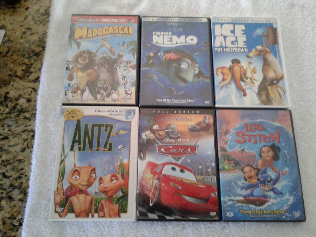 DVD'S LOT OF 6 ICE AGE CARS ANTZ LILO & STITCH FINDING NEMO