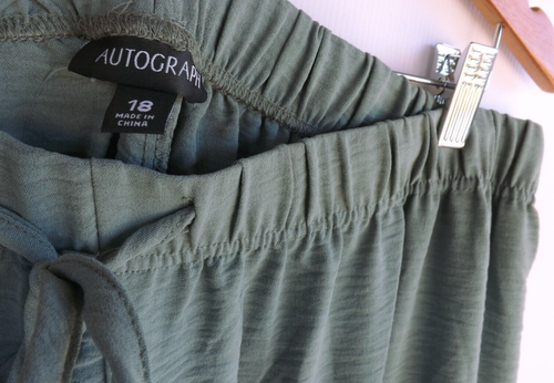 New Autograph Pants 18 Womens Green Cargo Elastic Waist Lightweight Polyester - Picture 5 of 8