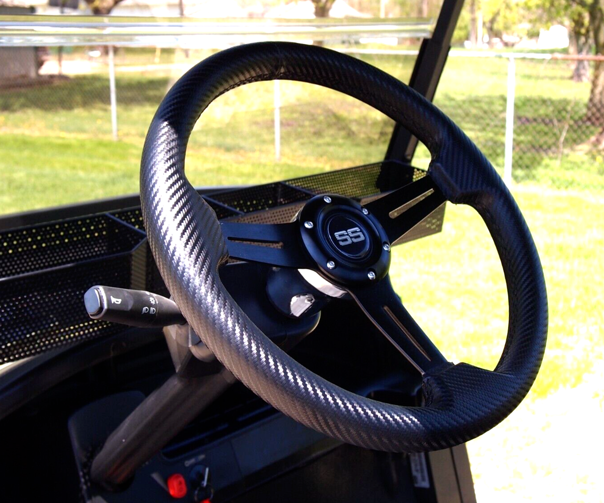 31,8 Cm Golfwagen-Lenkrad – Rallye-Design, Kohlefaser-Optik, Für EZGO, Club Car, Yamaha