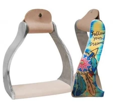 Showman Lightweight Twisted Angled Aluminum Stirrups w/ Painted "Follow Your