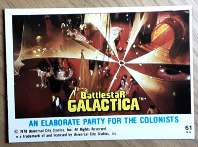 1978 Battlestar Galactica UK Edition Card 61 ELABORATE PARTY FOR THE COLONISTS