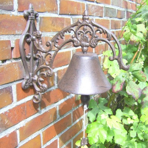 Moritz Campana Da Parete In Ghisa Con Trattore - 37 Cm, Stile Anticato Marrone, Per Porta, Giardino, Rustico - 4