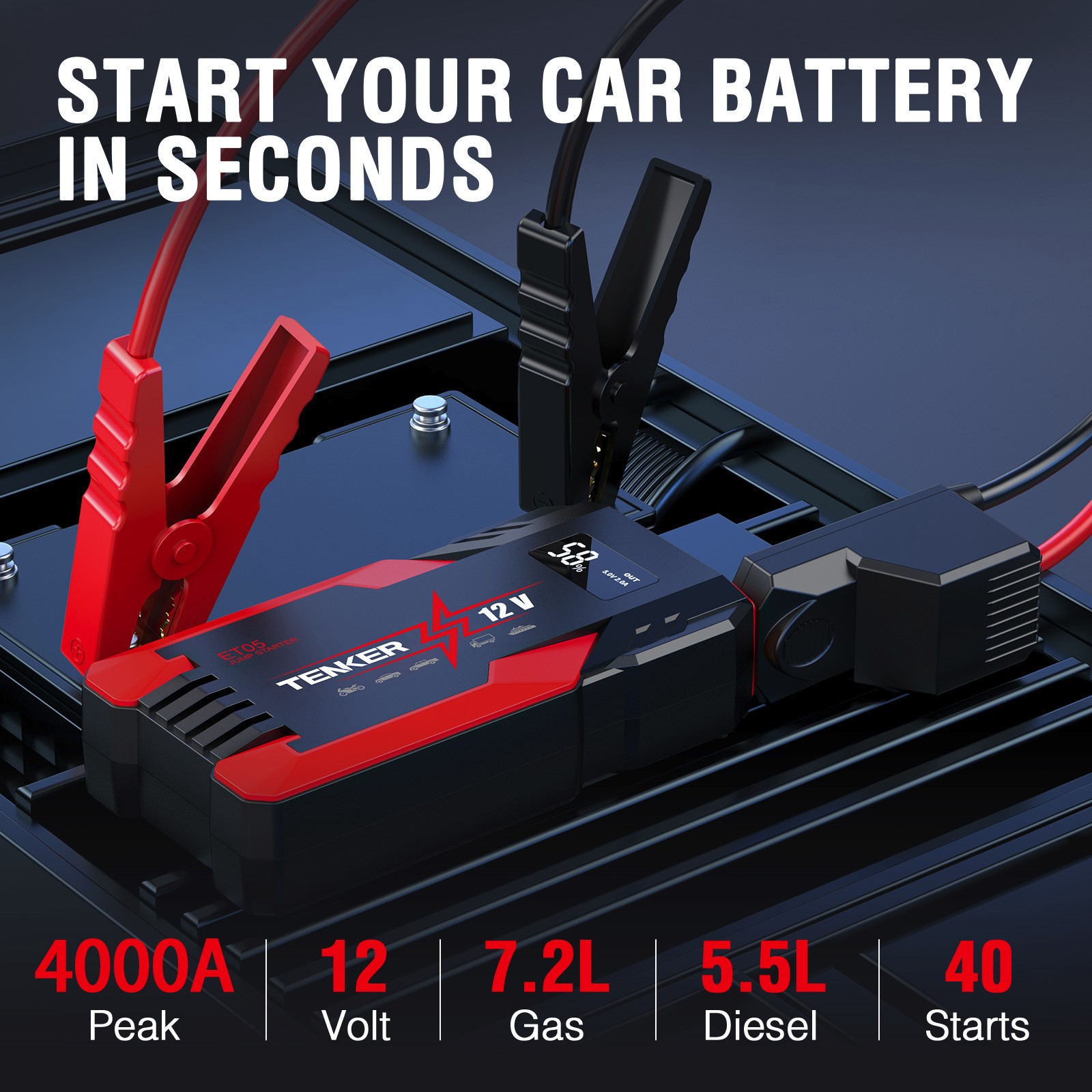 Portable Car Jump Starter Booster 4000A Jumper Box Power Bank Battery Charger US