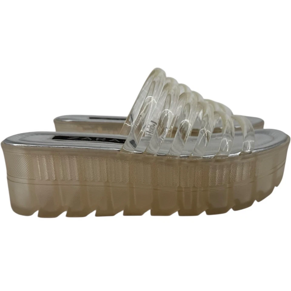 Sandalias de plataforma de gelatina transparente ZARA para mujer EU 39 US 8 tacón grueso modernas Foto 2 de 4