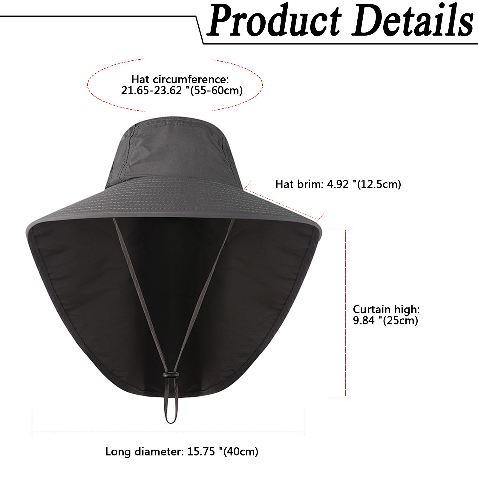 Outdoor Sun 50+ UPF Protection Safari Cap Wide Brim Fishing Hat with Neck Flap