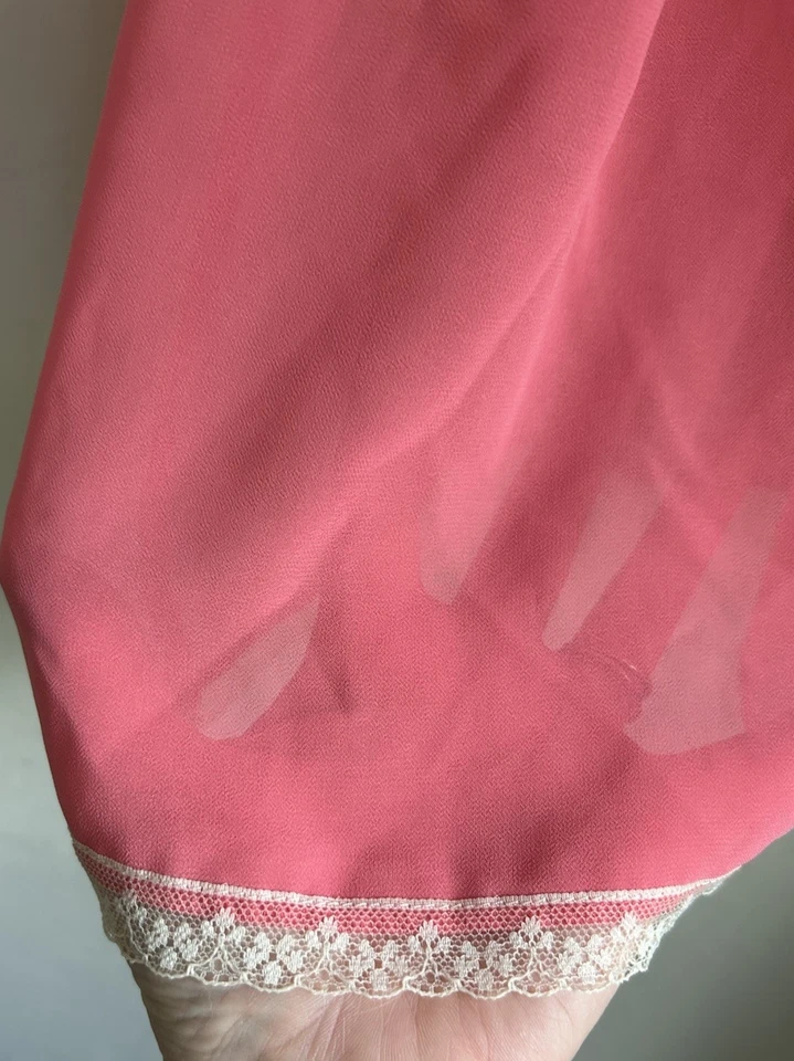 Babydoll Cami Tanque Vintage Y2K Victorias Secret L Encaje Transparente Coqueta Coral Rosa Foto 4 de 4