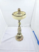 Vintage Floor Ashtray Brass and Onyx