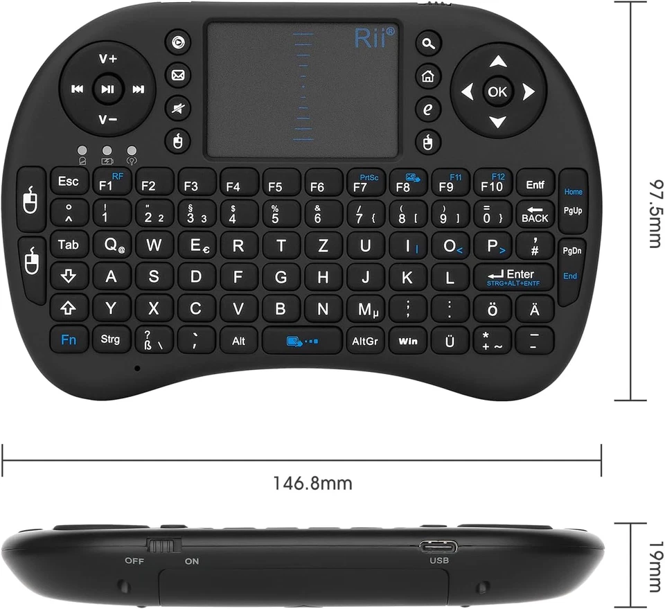Rii I8 Mini Tastatur Wireless Mit Touchpad, Smart TV Tastatur, Mini Keyboard - Bild 2 von 4