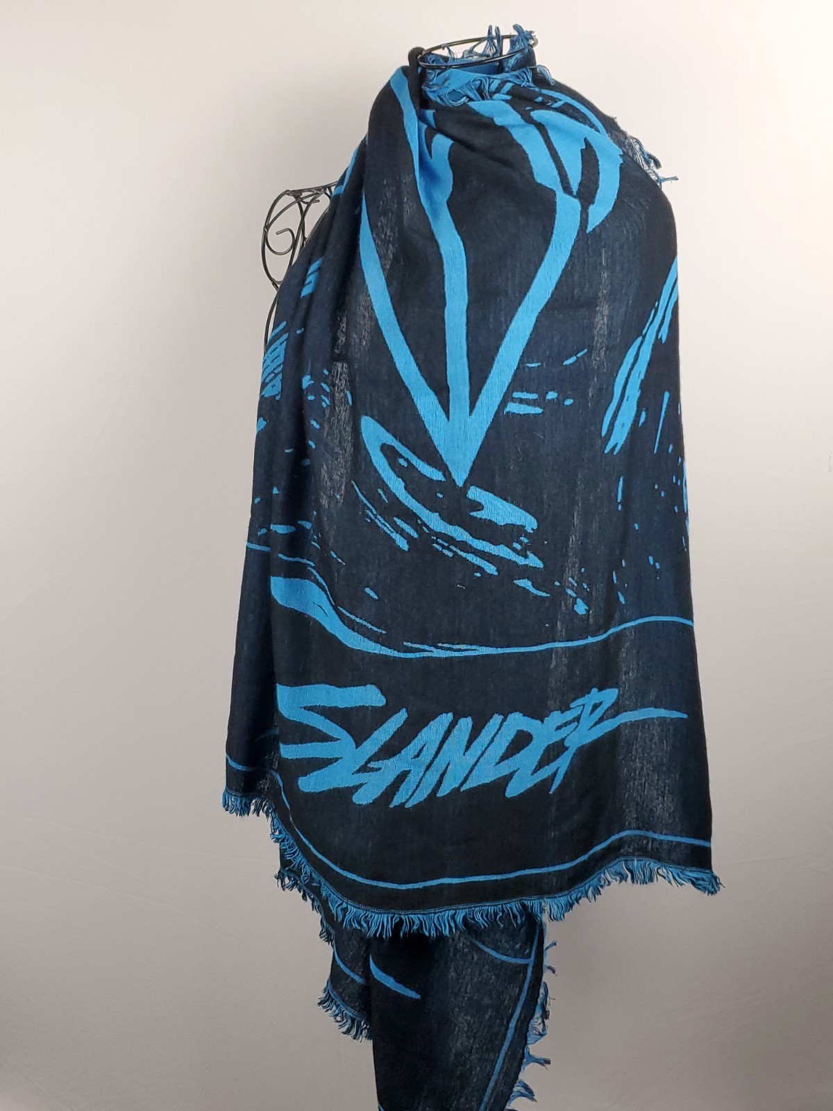SLANDER Pashmina Blue Black Marble Rave Scarf Festival Merch Excellent Condition