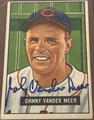 1951 Bowman JOHNNY VANDER MEER  #223   Indians   Autograph   died 1997  