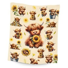Kids Throw Blankets, Highland Cow Blanket Gifts for Girls, Cow 40x50 Brown