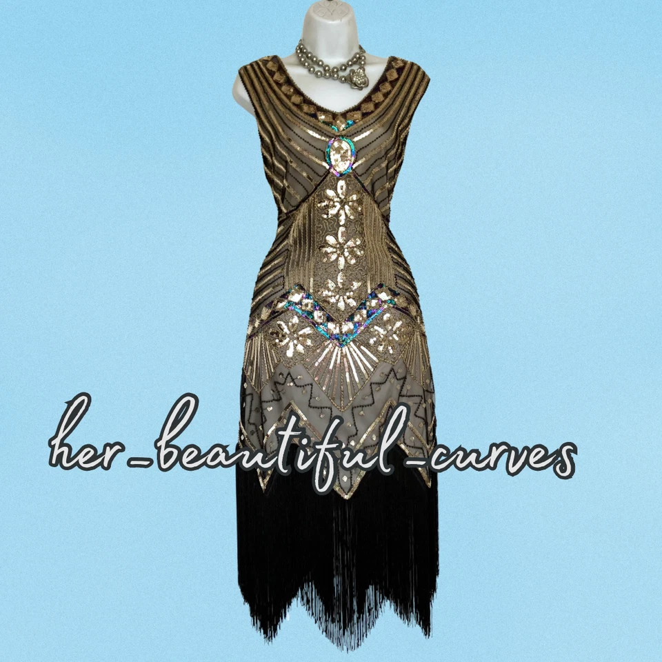 RO ROX SEQUINED BEADED 20s GATSBY STYLE PARTY DRESS SIZE 3XL fits 18/20 - Image 3 of 4