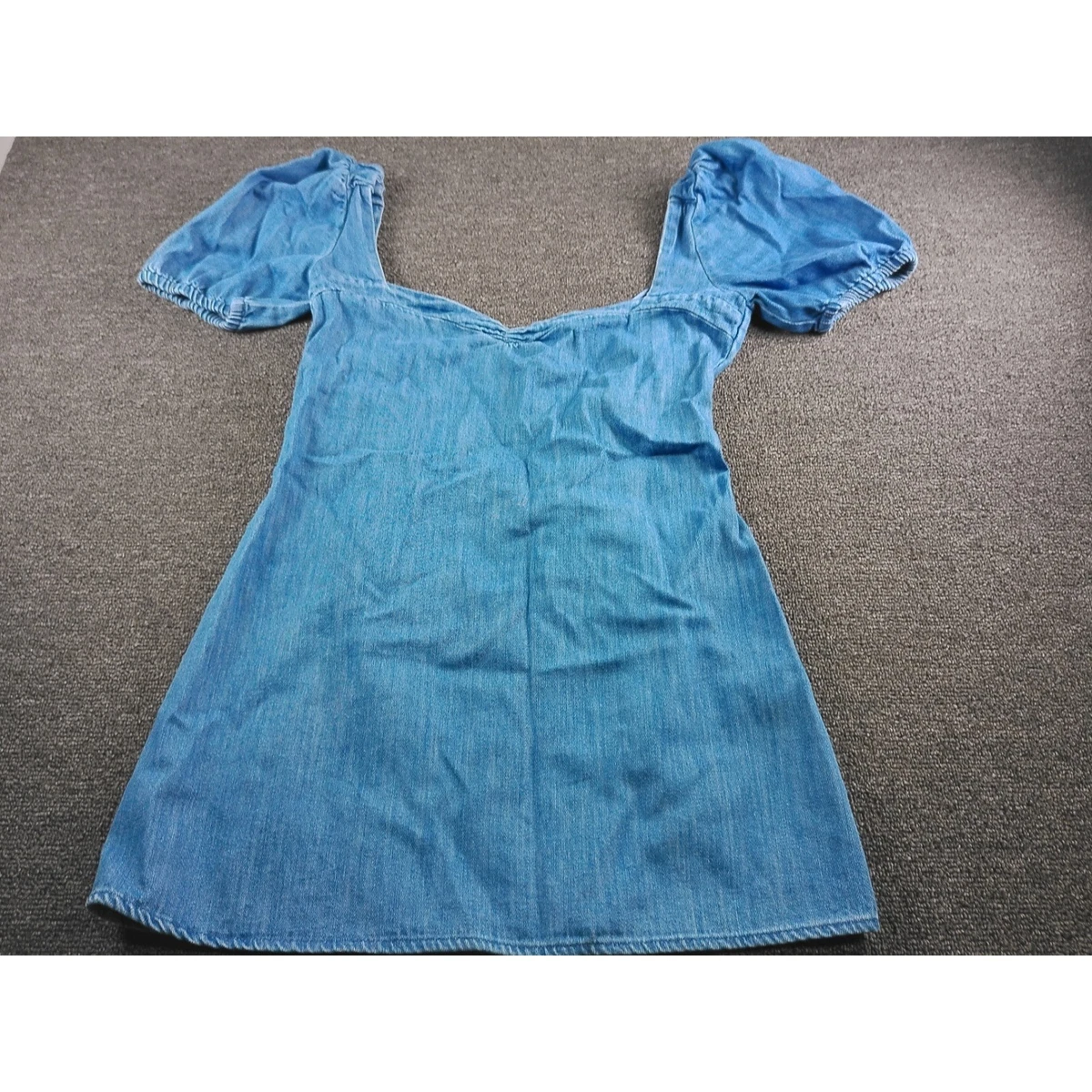 Womens Denim Zara Denim Puff Sleeve Dress Zara Denim Short Sleeve Dresses For Women For Sale