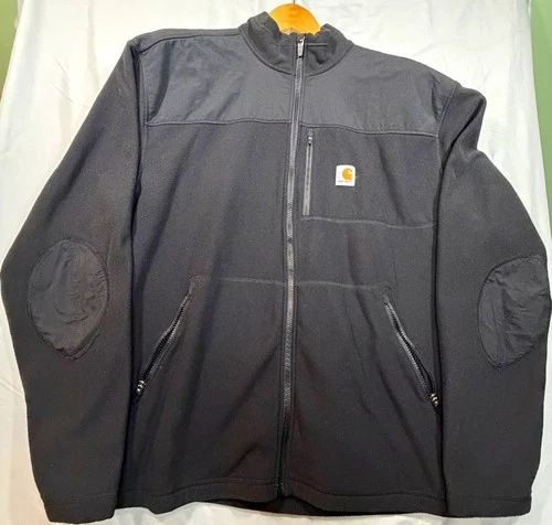 Carhartt Men’s Black Fleece Full Zip Jacket Zipped Pockets 2XL Reg 102838 - product listing photo