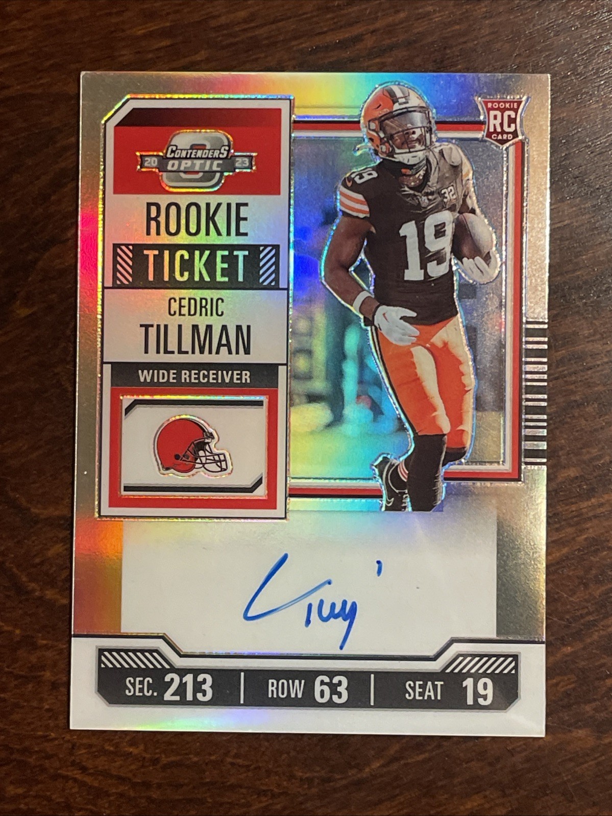 2023 Contenders Optic Cedric Tillman RC Silver Rookie Ticket Auto #104