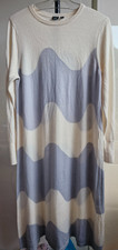 UNIQLO MARIMEKRO JERSEY WOOL MIX MAXI DRESS SIZE M IVORY/LIGHT GREY COLOURS