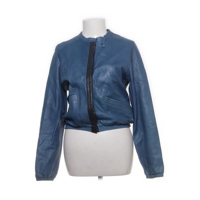 Lederjacke, Damen, Größe: S, Blau, Leder/Wildleder, Einfarbig #FRp