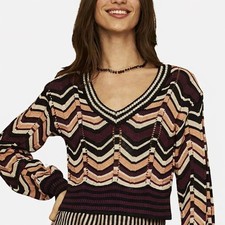 Nuevo Suéter NKN Nekane Salma Recortado Chevron Tricolor Zig Zag Tejido Talla S/M