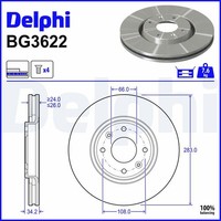 2X Bremsscheibe Delphi BG3622 FüR 307 Peugeot 207 Sw CitroËN Berlingo C4 Picasso