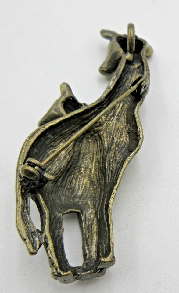 2.5" Mom baby Giraffe PENDANT Brooch Pin BIG LARGE Gold Tone Brown Enamel Metal - Image 2 of 4