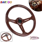 14INCH Universal Racing Steering Wheel Dark Wood Grain Drifting Deep Dish 6 Bolt