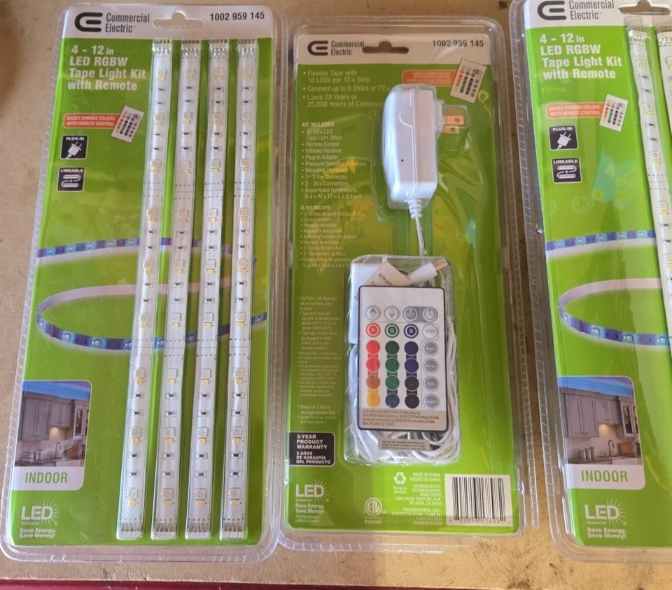 Kit de luz de fita elétrica comercial 4 12" LED RGBW com controle remoto interno - Imagem 2 de 4