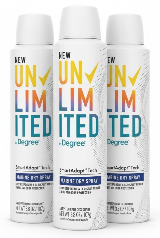 3 PACK -  Degree Unlimited MARINE Dry Spray Antiperspirant Deodorant 3.8 oz Each