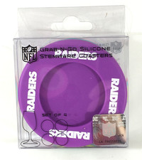 Oakland Raiders Grab-N-Go Silicone Stemware Coasters NFL Football Team Sports