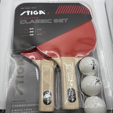 STIGA Classic Set 2-Player Table Tennis Hardbat Rackets 1-Star Balls T1333-1
