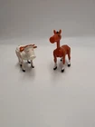 2 Vintage Fisher Price Farm Cow, Horse - Made In Hong Kong