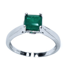 1.00 ct Colombian Emerald Women's May Birthstone Ring Sterling Silver Size 8
