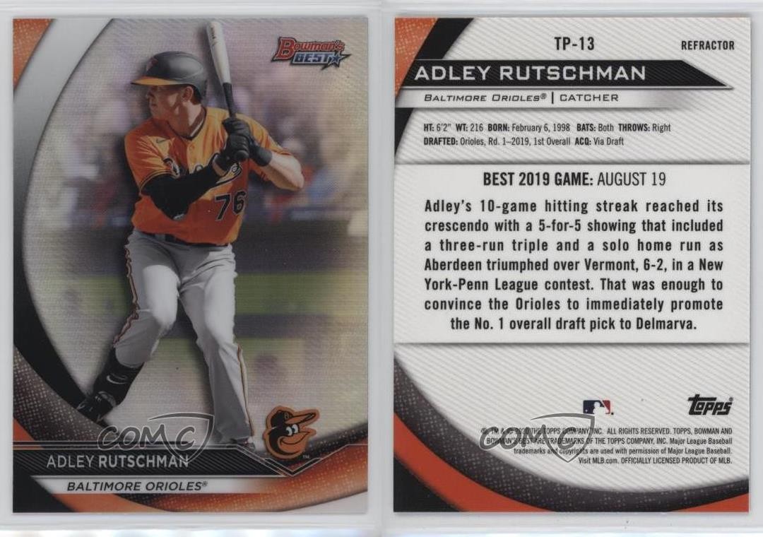 2020 Bowman's Best Top Prospects Refractor Adley Rutschman #TP-13 jg5 ...