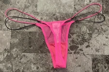 Victoria's Secret PINK - S Mesh Strappy Micro Thong Panty - Hot Pink Small