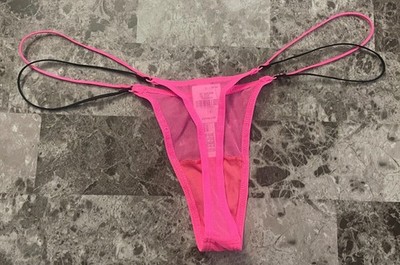 Victoria's Secret PINK - L Mesh Strappy Micro Thong Panty - Hot Pink Large