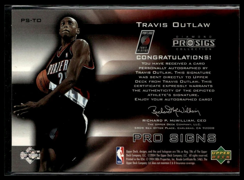 Travis Outlaw 2004-05 Upper Deck Pro Sigs Pro Autograph #PS-TO Trail Blazers - Image 2 of 2