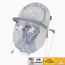 Infant Bouncer Calming Vibration Toy Bar Adjustable Headrest Safety Harness New