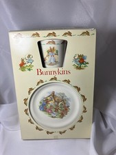 Royal Doulton Bunnykin 3Piece Child Dish Set Plate Bowl Cup Vintage New In Box