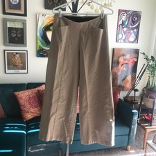 OLD NAVY size M Beige Stretch High Rise Pixie Wide Leg Comfort Waistband Pants